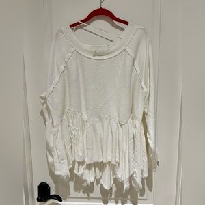 Free People White Raglan sleeve sweatshirt with handkerchief